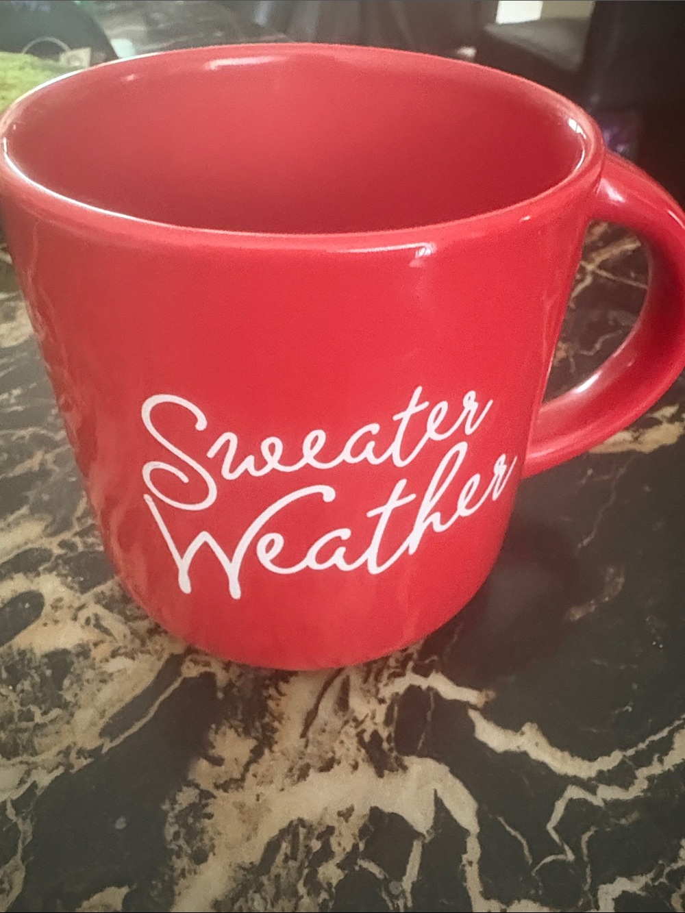Red "Sweater Weather" Ceramic Coffee Mug